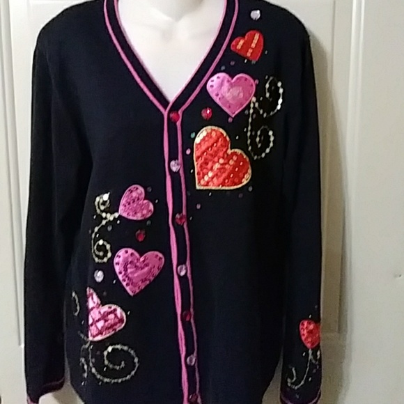 bobbie bell Sweaters - Bobbie Bell embellished cardigan hearts valentine